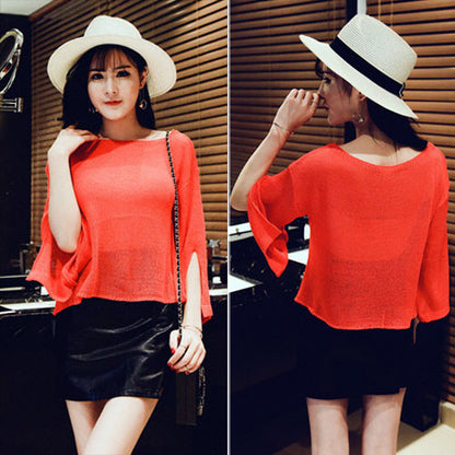 Sweater Split Sleeved Woman Simple