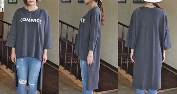 T-Shirt Compact Long Sleeved Loose Tail