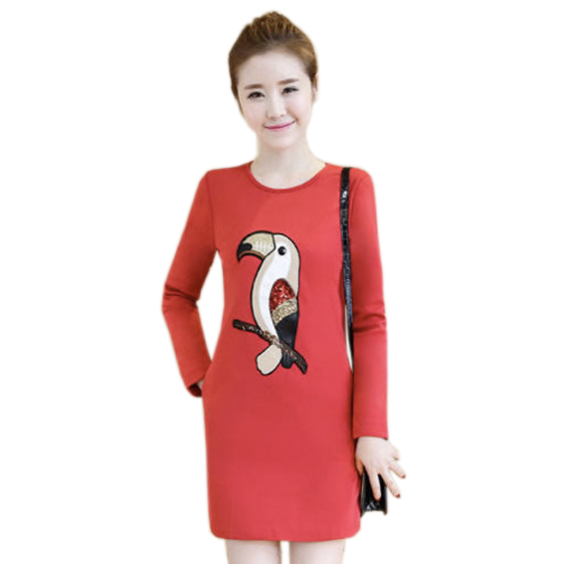 Dress Parrot Sequins Long Sleeved