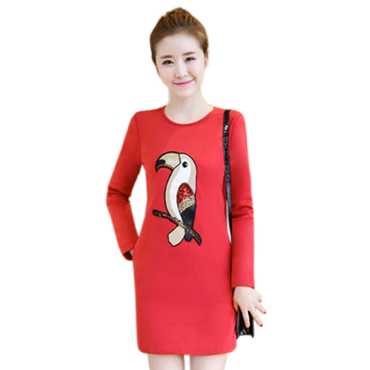 Dress Parrot Sequins Long Sleeved