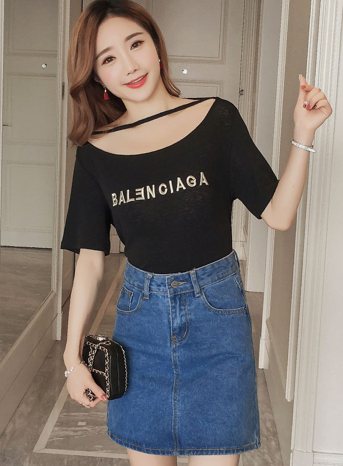 Shirt Short Sleeved Balenciaga Hollow Korean