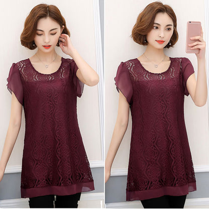 Blouse Lace Short Sleeved