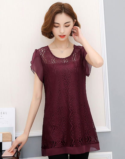 Blouse Lace Short Sleeved