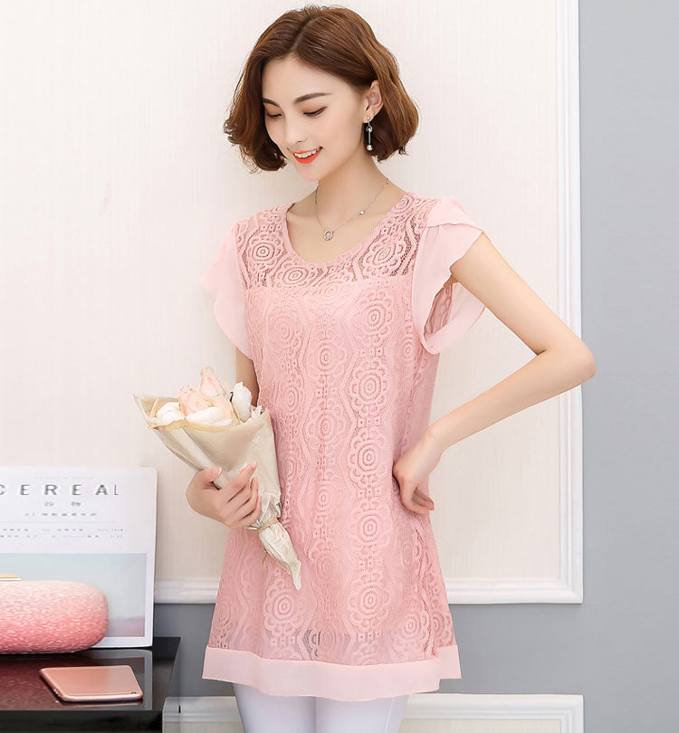 Blouse Lace Short Sleeved