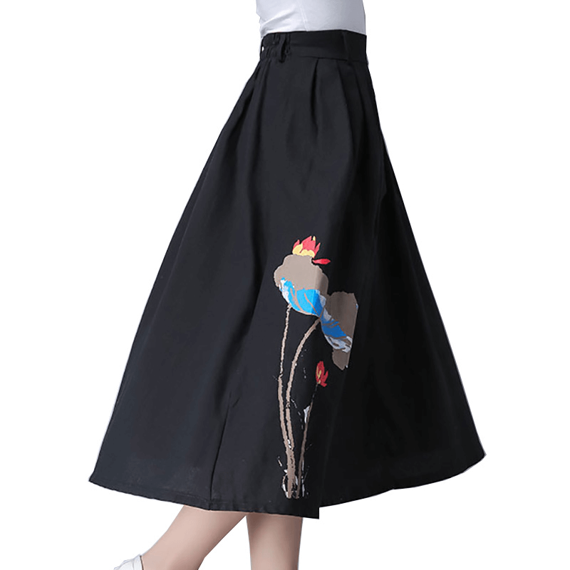 Skirt Flower Printing Feminine Retro Long