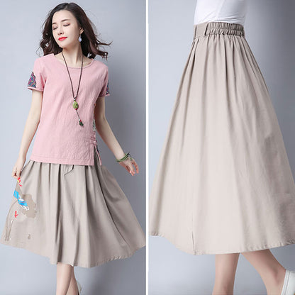 Skirt Flower Printing Feminine Retro Long