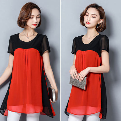 Butterfly Short Sleeves Chiffon Woman Shirt Korean Style