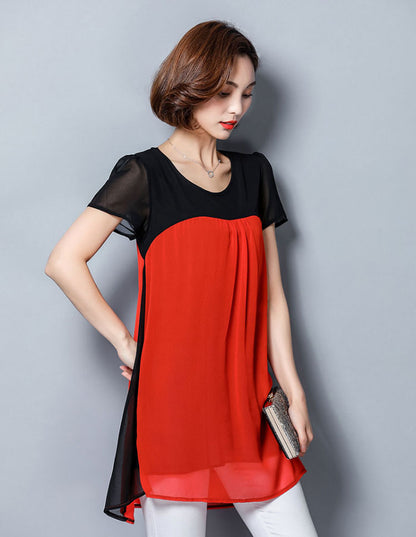 Butterfly Short Sleeves Chiffon Woman Shirt Korean Style