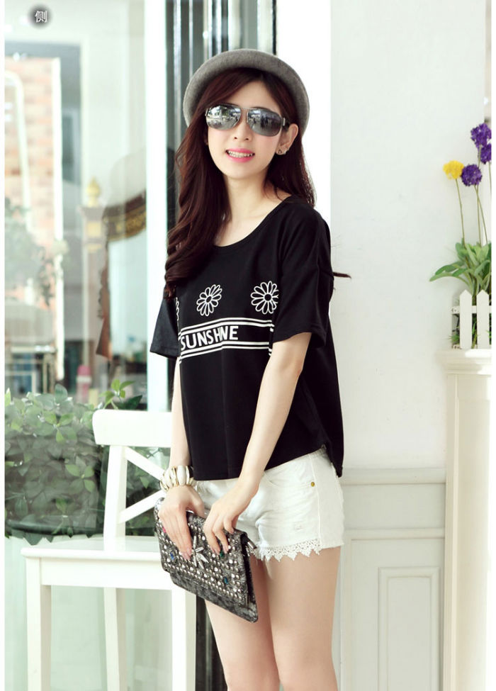 Atasan Wanita Kaos Sunshine Lengan Pendek Import