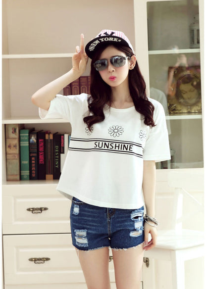 Atasan Wanita Kaos Sunshine Lengan Pendek Import