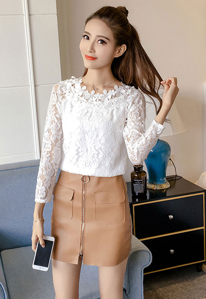 Shirt Lace Long Sleeves Korean Style