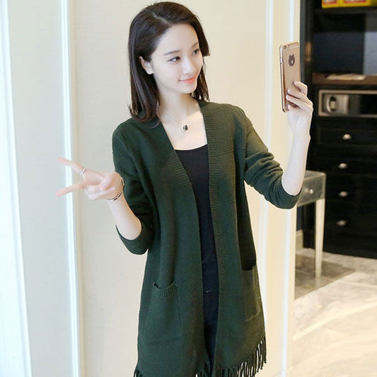 Tassel Long Sleeves Knitting Cardigan Korean Style