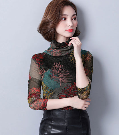 Long Sleeves High Neck Korean Shirt