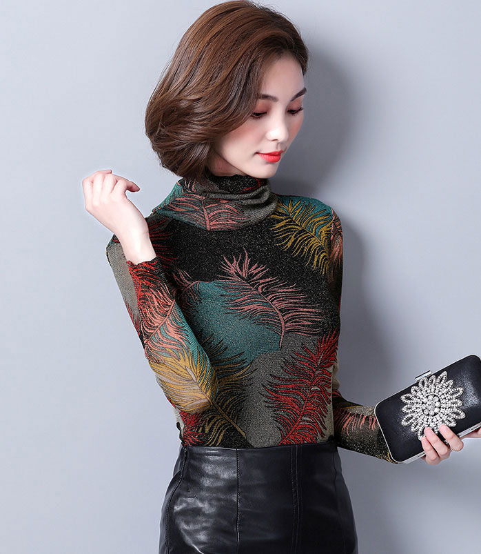 Long Sleeves High Neck Korean Shirt