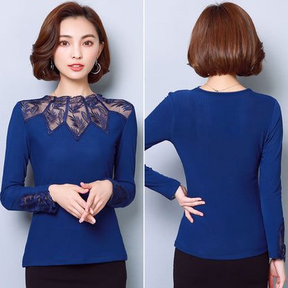 Shirt Long Sleeves Lace Transparant Neckline Korean