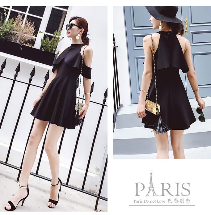 Gaun Pesta Wanita Dress Halter Two Way Import