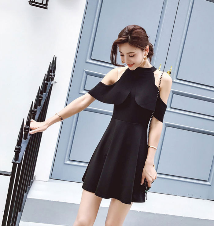 Gaun Pesta Wanita Dress Halter Two Way Import