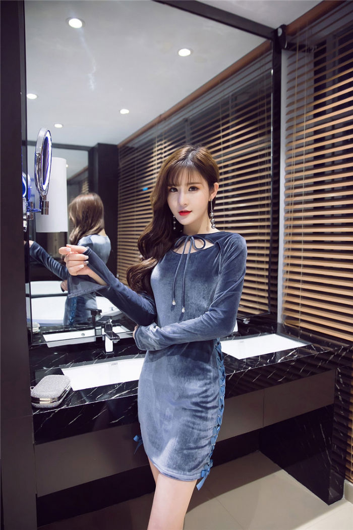 Gaun Pesta Wanita Dress Pita Samping Style Korea