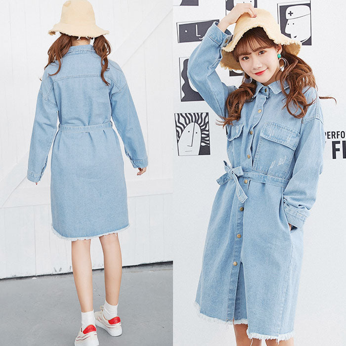 Jacket Dress Jeans Lengan Panjang Rombe Rawis