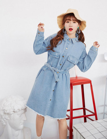 Jacket Dress Jeans Lengan Panjang Rombe Rawis