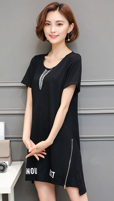 Dress Wanita Lengan Pendek Asimetris Fashion Import