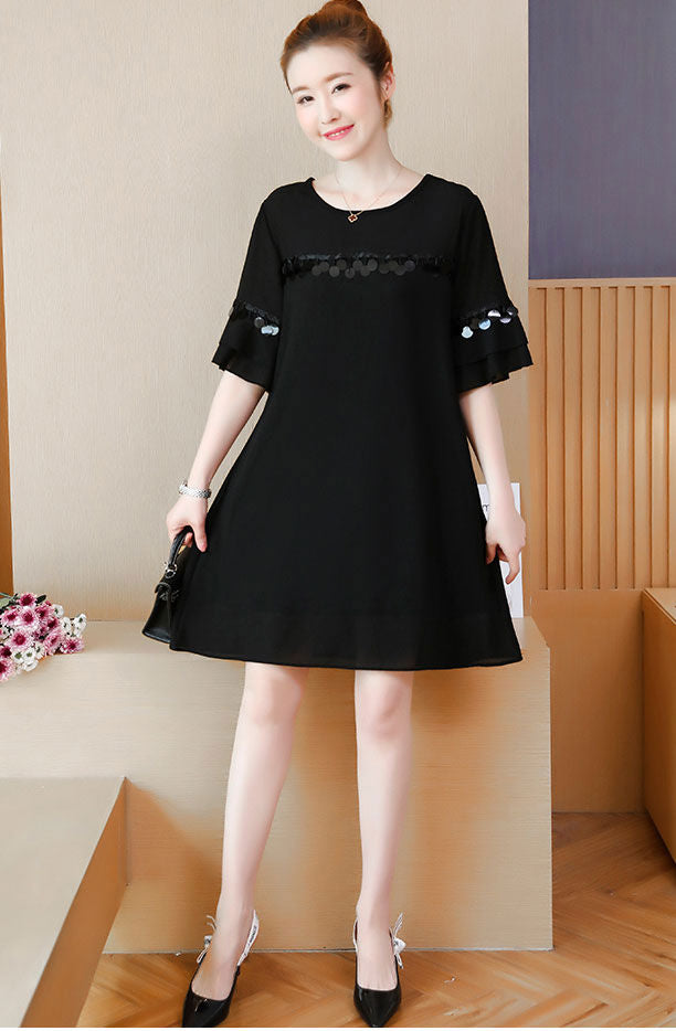 Dress Wanita Manik Manik Lengan Pendek Import