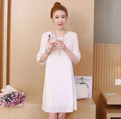 Dress Wanita Manik Manik Lengan Pendek Import