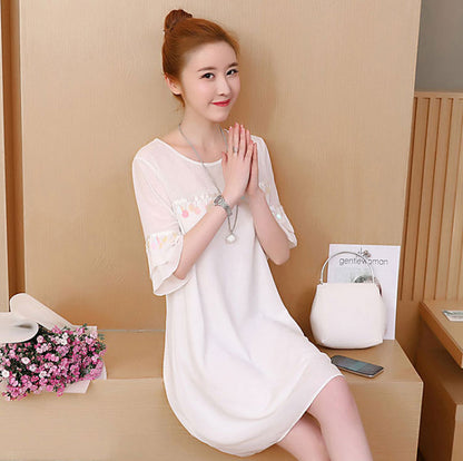 Dress Wanita Manik Manik Lengan Pendek Import