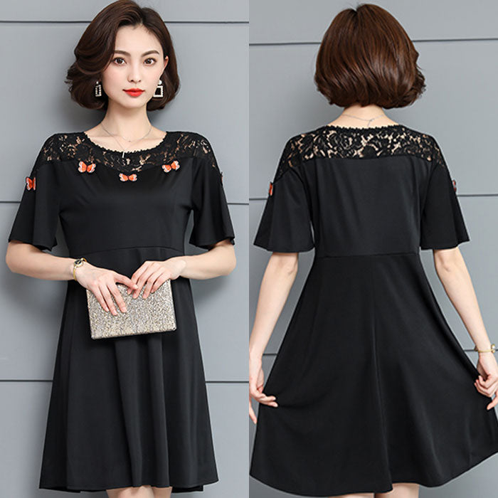 Dress Brokat Kupu Kupu Lengan Pendek Fashion Import