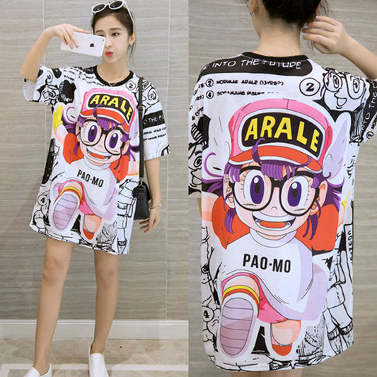 Dress Katun Kartun Arale Lengan Pendek Jumbo Import