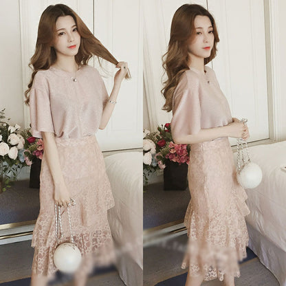 Rok Panjang Brokat Irregular Layer Fashion Korea