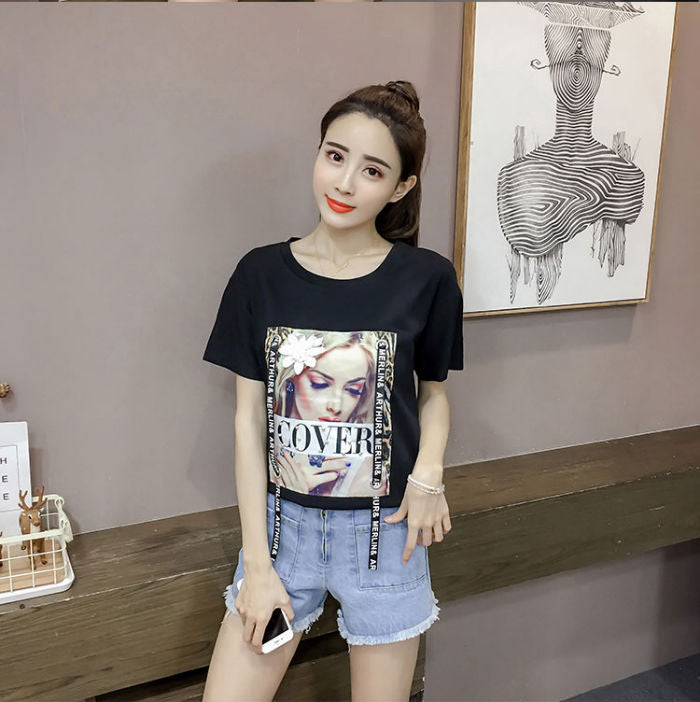 Kaos Katun Printing Cover Lengan Pendek Casual Fashion