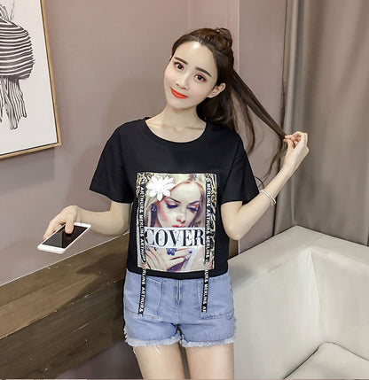 Kaos Katun Printing Cover Lengan Pendek Casual Fashion