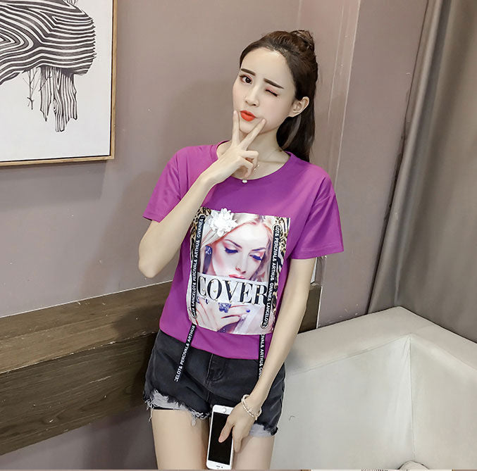 Kaos Katun Printing Cover Lengan Pendek Casual Fashion