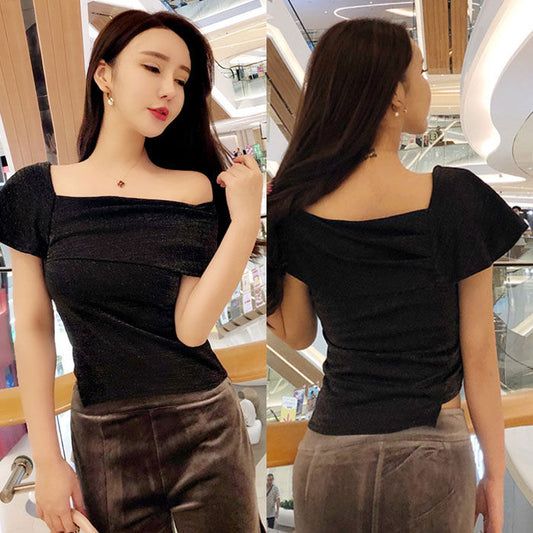 Blouse Wanita One Shoulder Asimetris Fashion Seksi