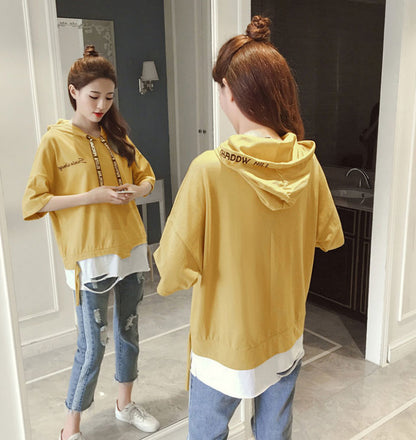 Atasan Wanita Robek Sobek Hoodie Import