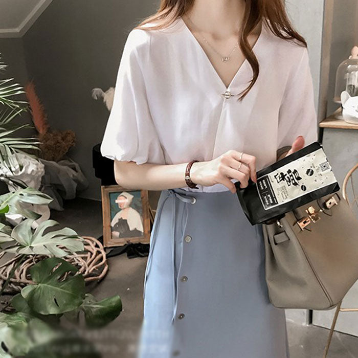 Blouse Kerja Wanita Formal V Neck