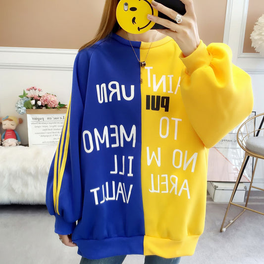 Sweater Dua Warna Jumbo Lengan Panjang