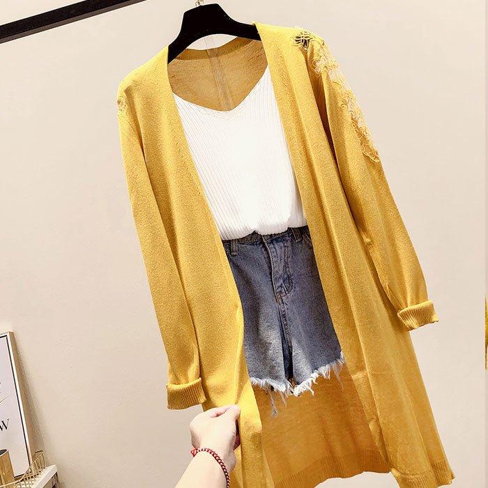 Cardigan Panjang Lengan Brokat Korean Style