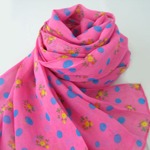 Shawl Chiffon Dots Rose