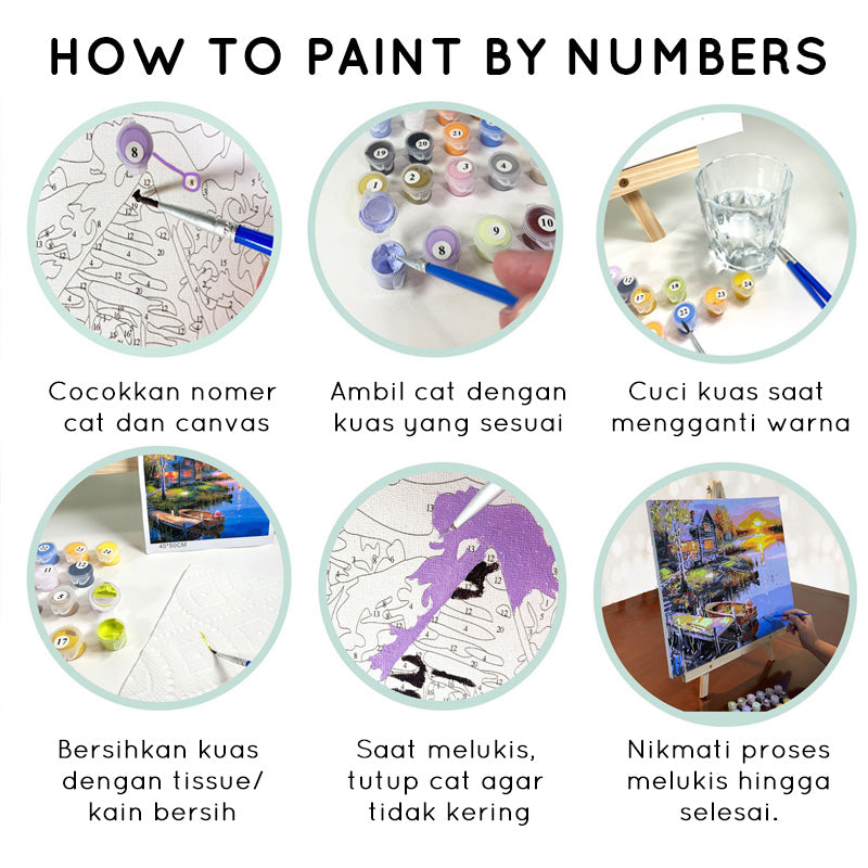 Canvas Paint By Number Kit Digital Oil Painting DIY Lukisan 40 x 50 Seri H