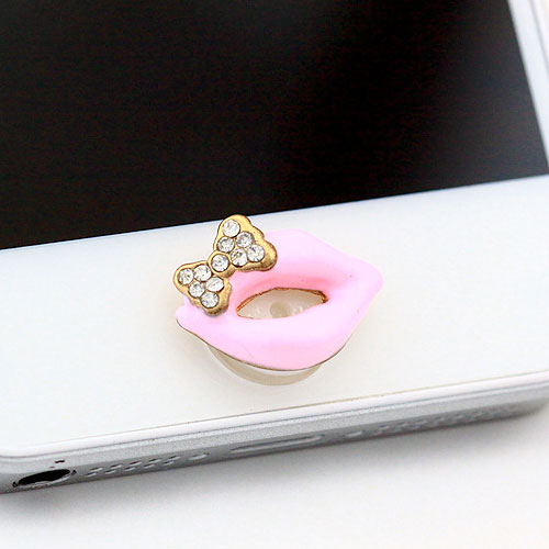 Home Button Lips with Bow Diamond