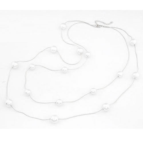 Pearl Double Chain Long Necklace