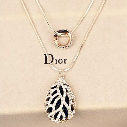 Diamond Pendant Double Chain Fashion Jewelry Necklace