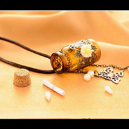 Vintage Flower Butterfly Necklace with Wishing Bottle