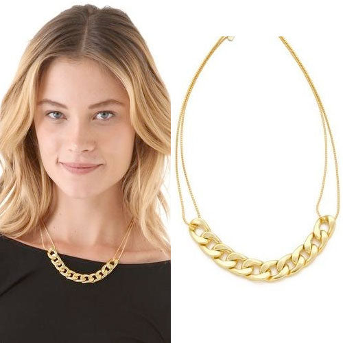 Gold Wave Chain Fashion Necklace