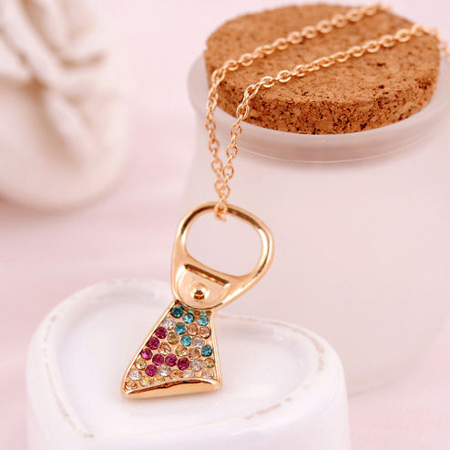 Colorful Diamond Ring Pull Cans Pendant Necklace