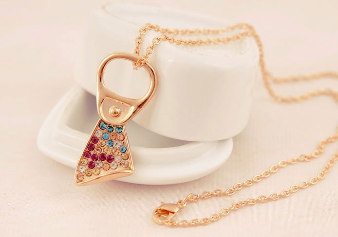 Colorful Diamond Ring Pull Cans Pendant Necklace