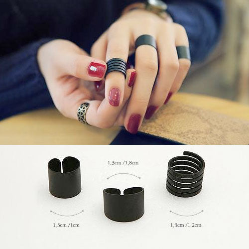 Black Triple Rings Korean Style