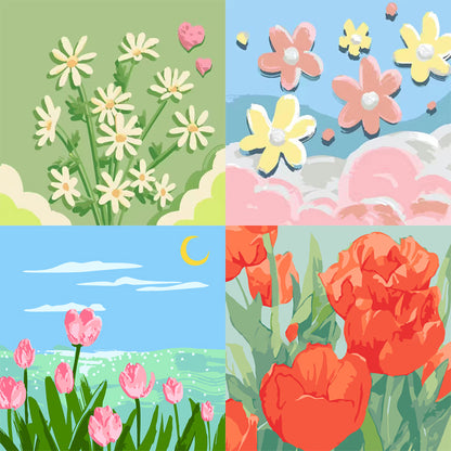 Canvas Paint By Number Painting By Numbers Kit Digital Oil Painting DIY Lukisan 20 x 20 Seri Flower